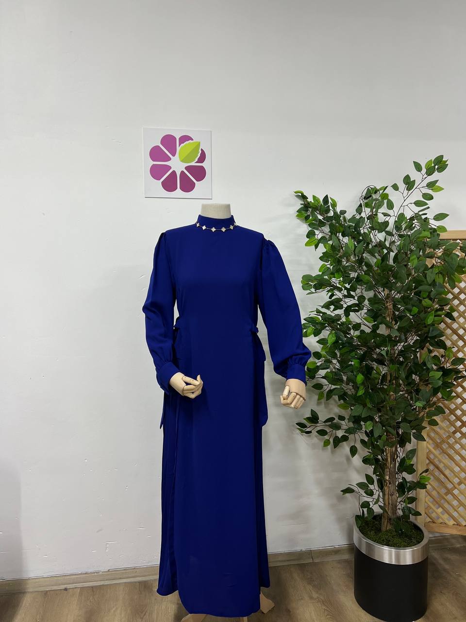 Lara Side Pleated Dress (Blue) 2026