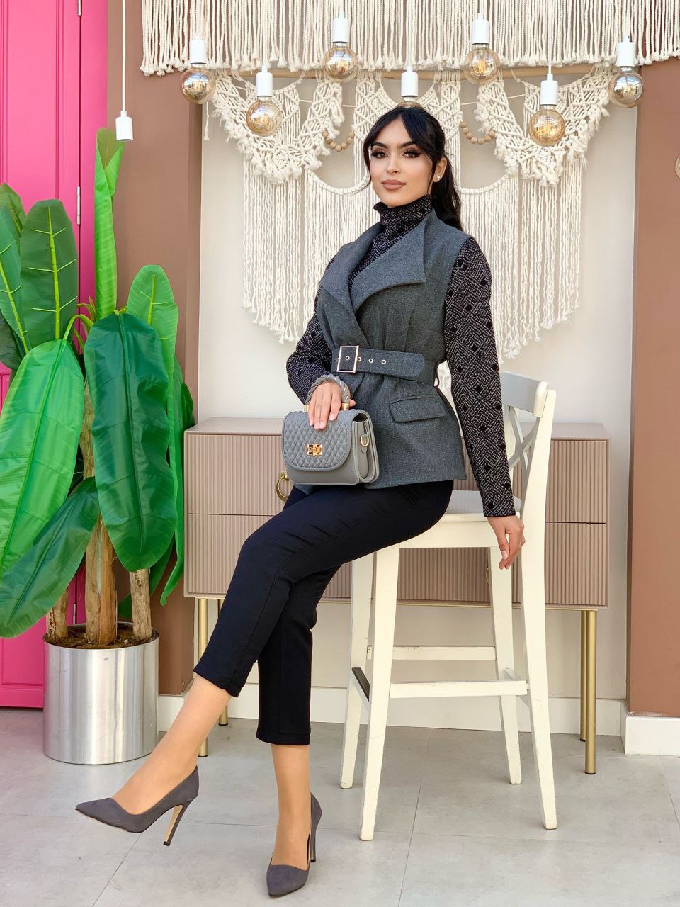 Sleeveless Jacket 7779 Kemerli Yelek