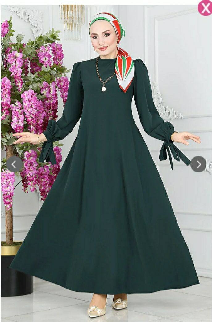 Tesettürlü kadın elbisesi, Zümrüt 6637