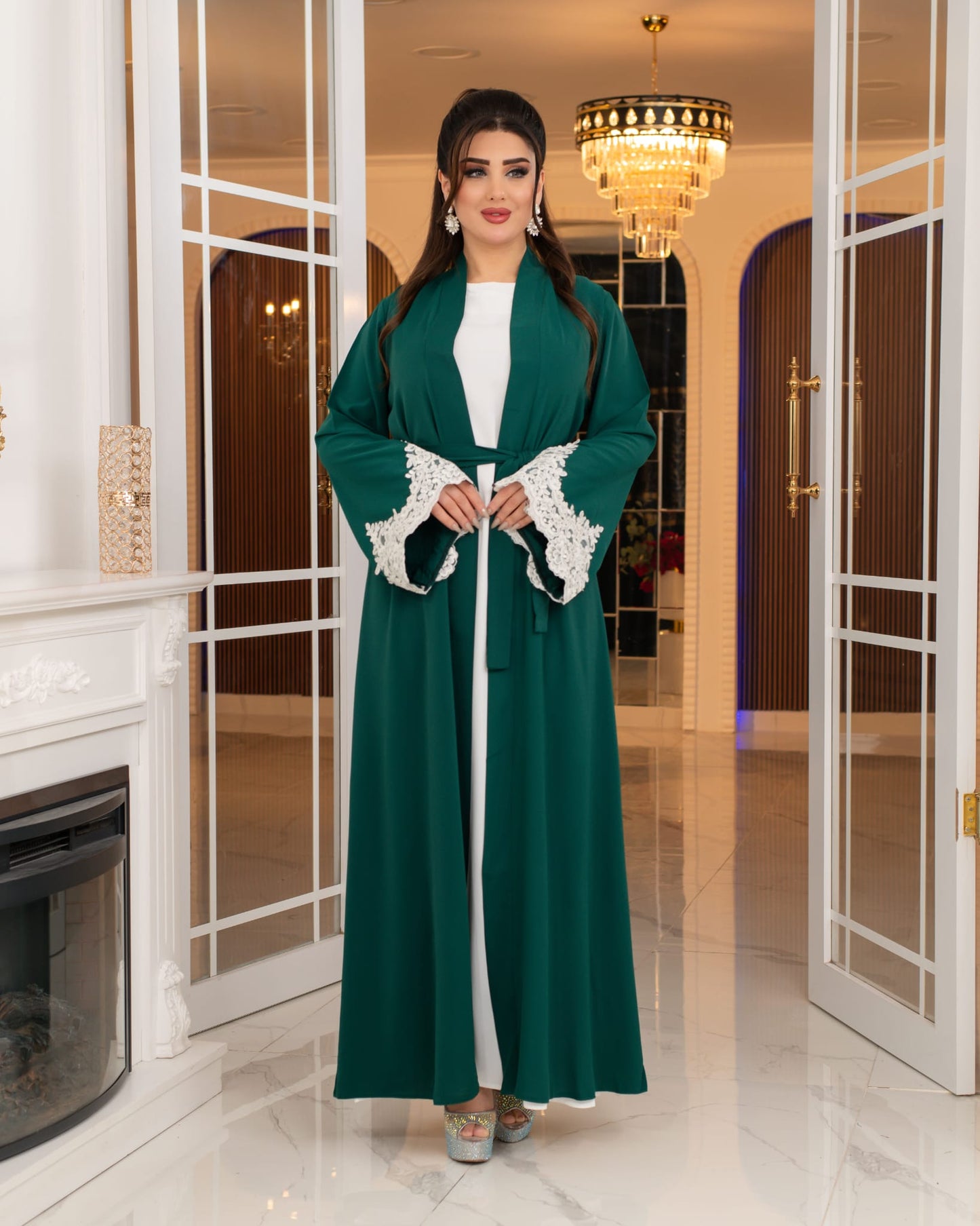 Lujain'in Resmi Dantel Yazlık Abayası (Zümrüt) 1656
