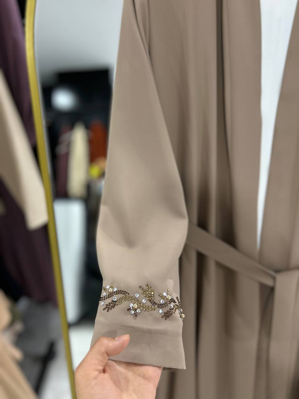 Lilas Yazlık Resmi Abaya Takımı (Bej)