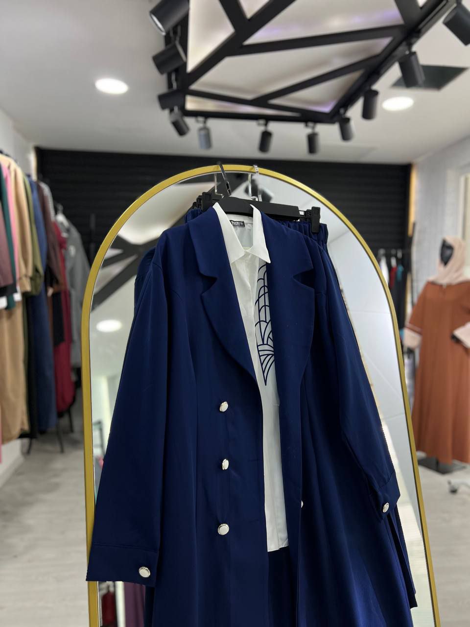 Ramia 3'lü takım etek, ceket ve gömlek (lacivert)