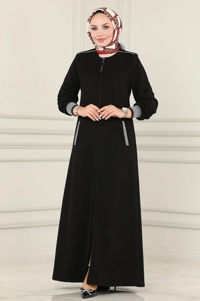 Iki Milla Abaya with Zipper and Side Pockets (Black) 1513