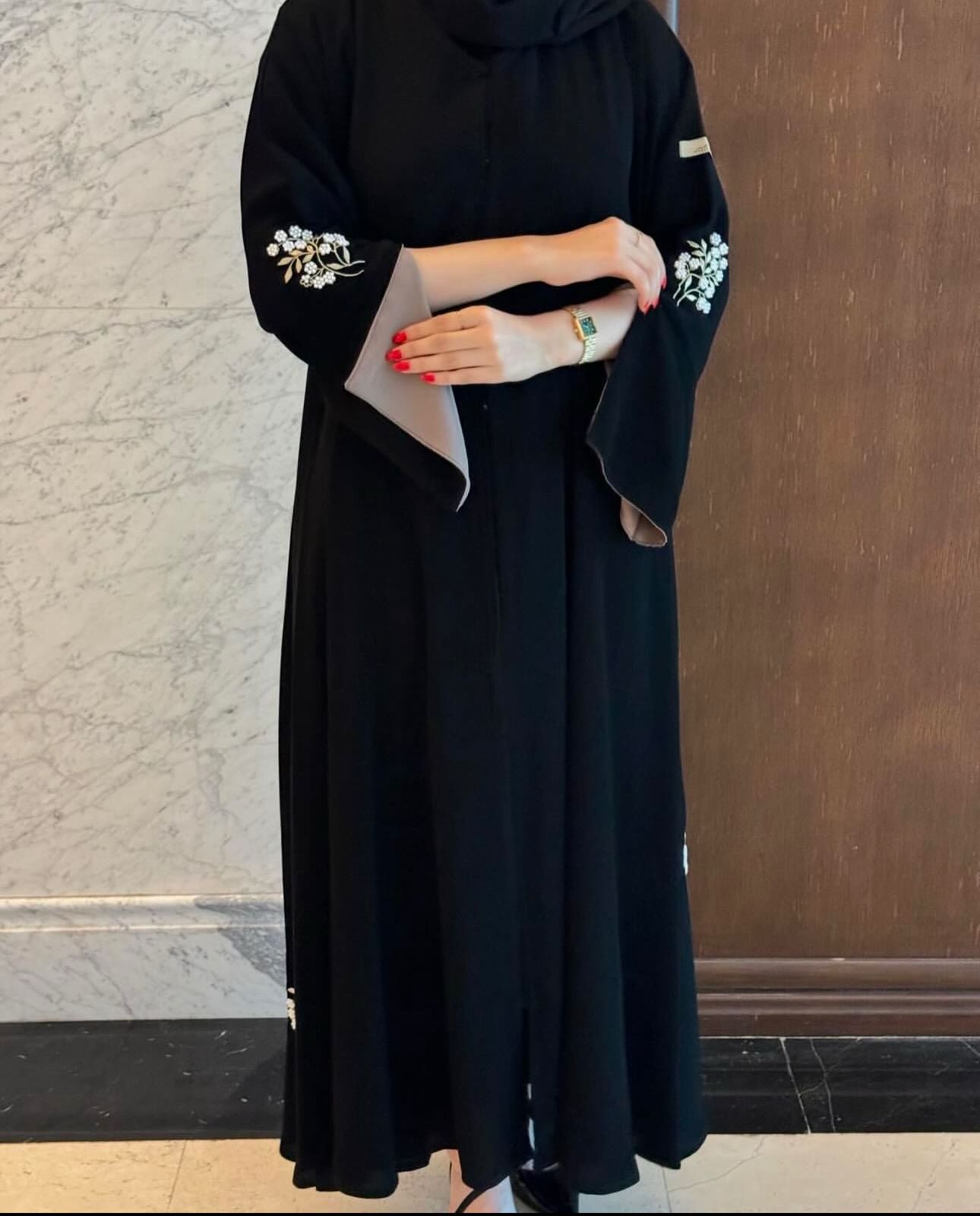 Şallı resmi yazlık gül abaya (kahverengi)