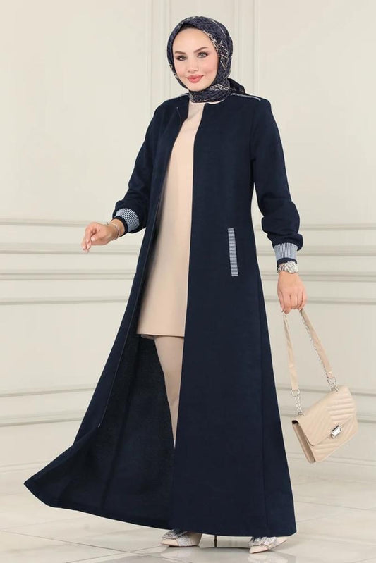 Iki Milla Abaya with Zipper and Side Pockets (Navy Blue) 1513