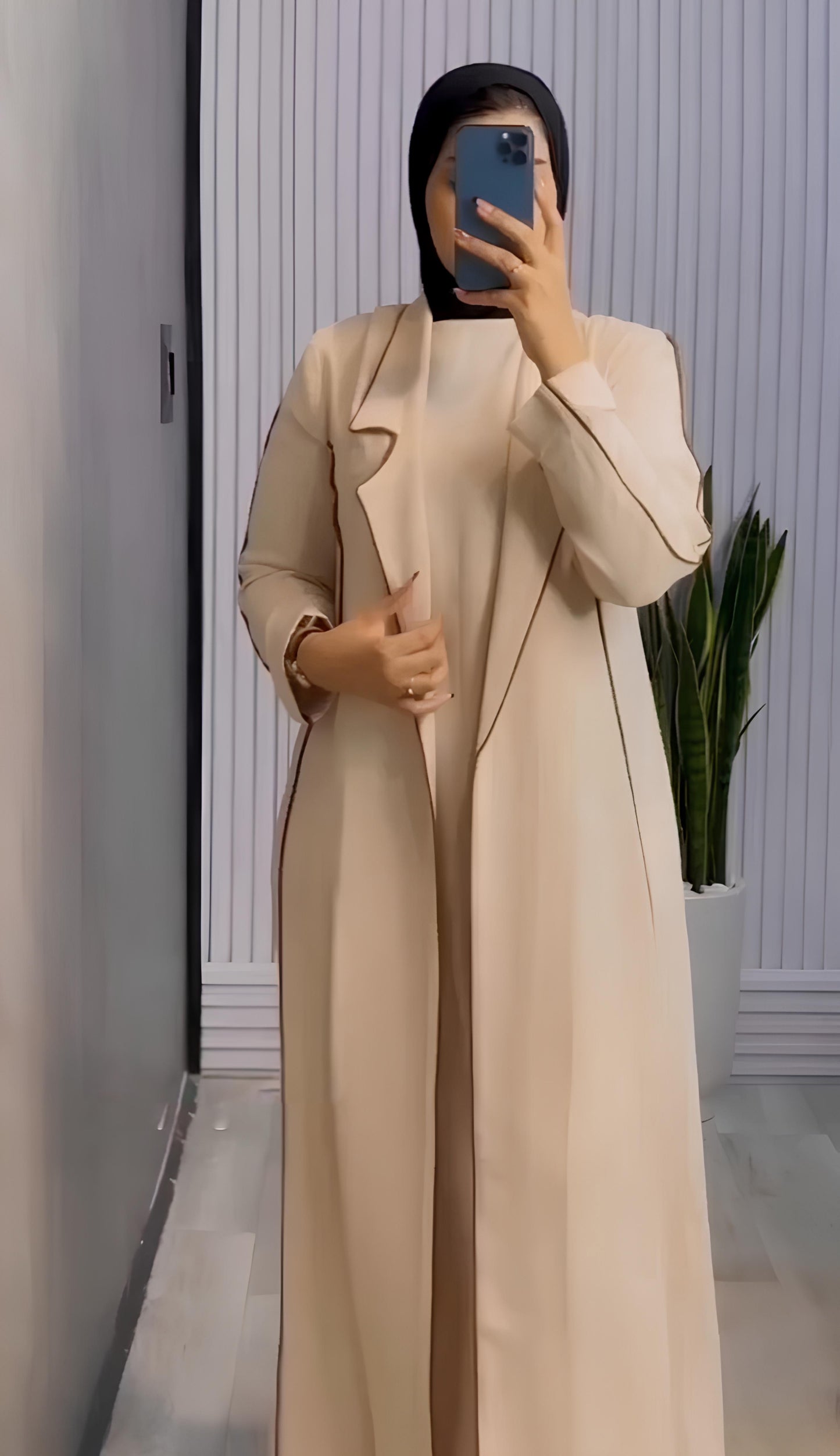 Diamond 2 Piece Set Elegant Long Dress and Jacket (Beige) 3034