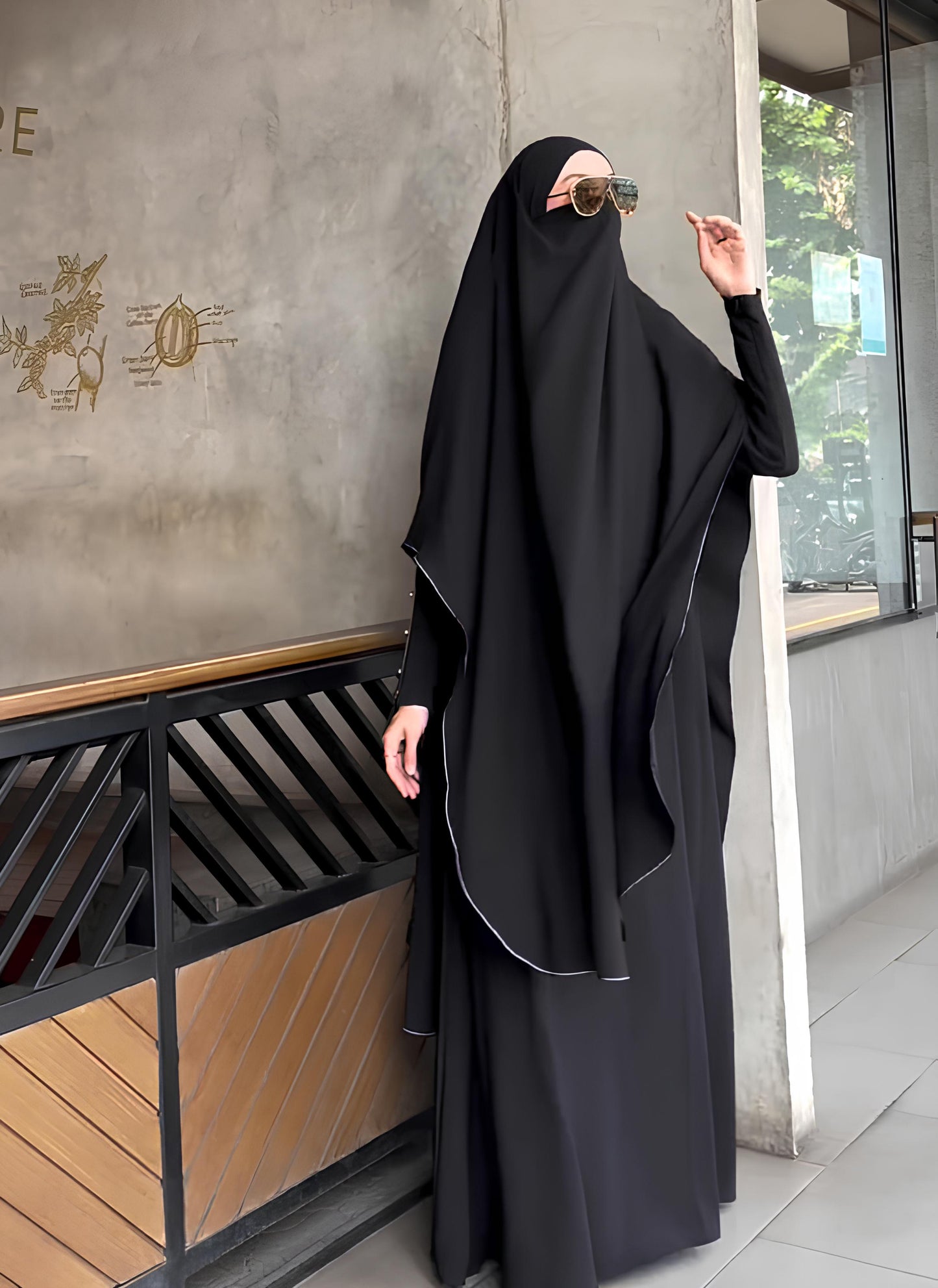 Long Hijab Duaa Set and Dress (Black) 4059