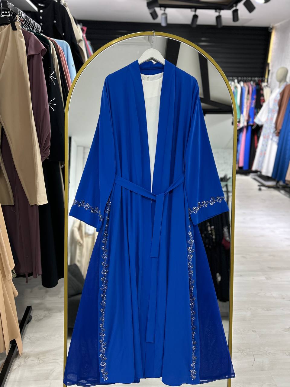 Lilas Yazlık Resmi Abaya Takımı (Mavi)