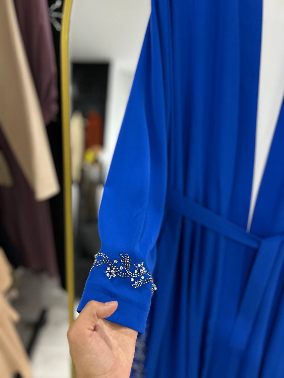 Lilas Yazlık Resmi Abaya Takımı (Mavi)