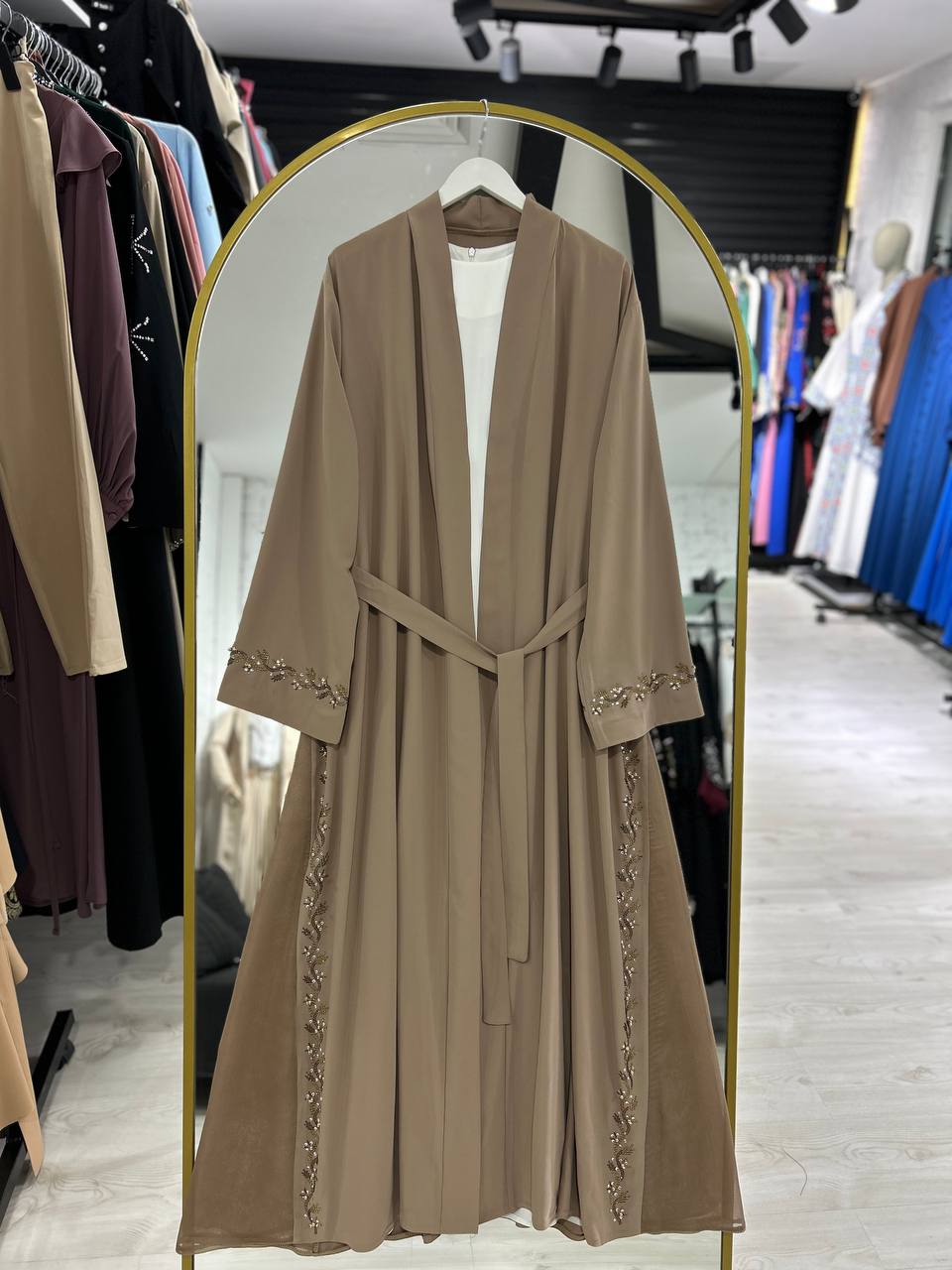 Lilas Yazlık Resmi Abaya Takımı (Bej)