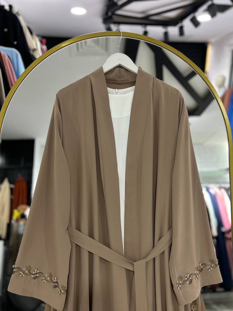 Lilas Yazlık Resmi Abaya Takımı (Bej)