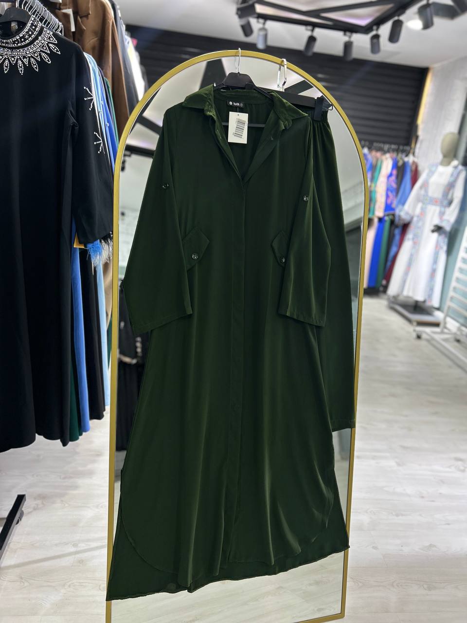 Hala Sharia cepli ve gizli düğmeli set, zeytin rengi