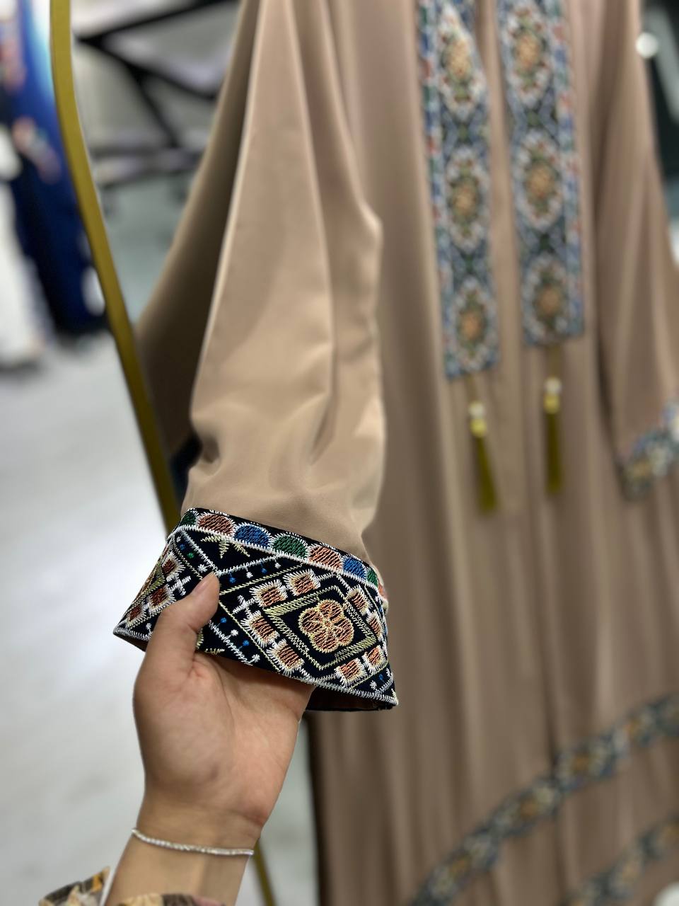 Al Anoud Embroidered Abaya Mocha 1478