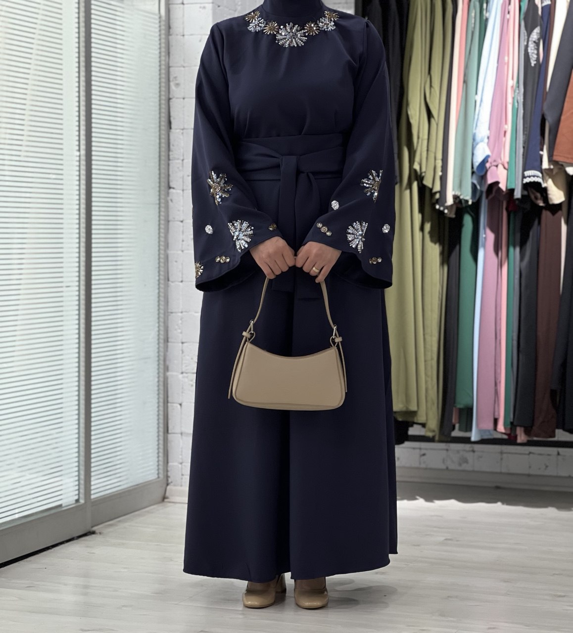 فستان نجود رسمي مناسب لصيف (كحلي )