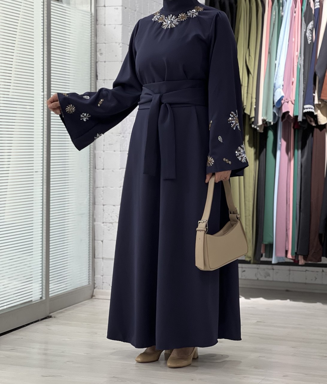 فستان نجود رسمي مناسب لصيف (كحلي )