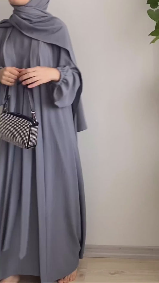 طقم بتول فستان ومشلح خارجي (أسود) 4095