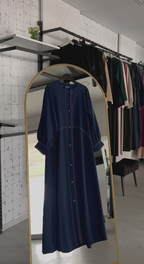 Güzel çizgilerle işlenmiş Asala ferace (lacivert) 4069