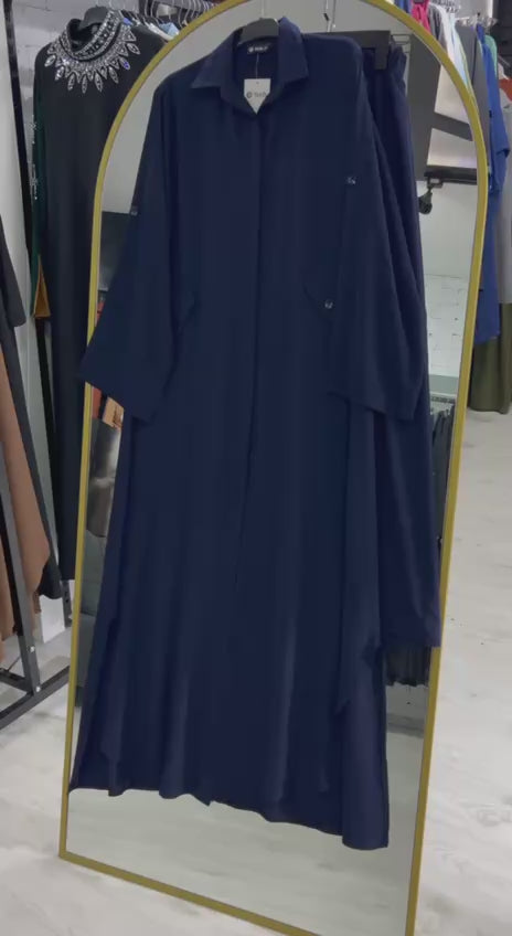 Hala Sharia cepli ve gizli düğmeli takım (lacivert)