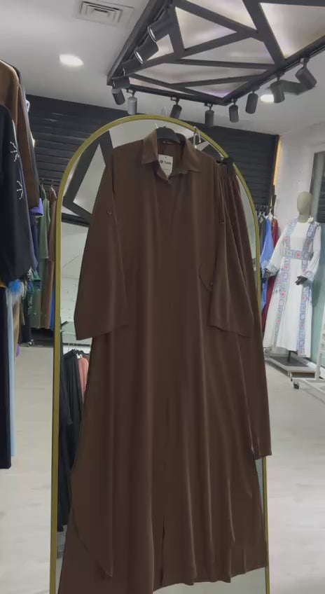 Hala Sharia cepli ve gizli düğmeli set, renk (kahverengi)