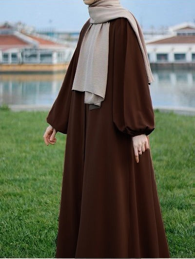 Andy örtülü kadınlar için bol abiye (kahverengi) 1378