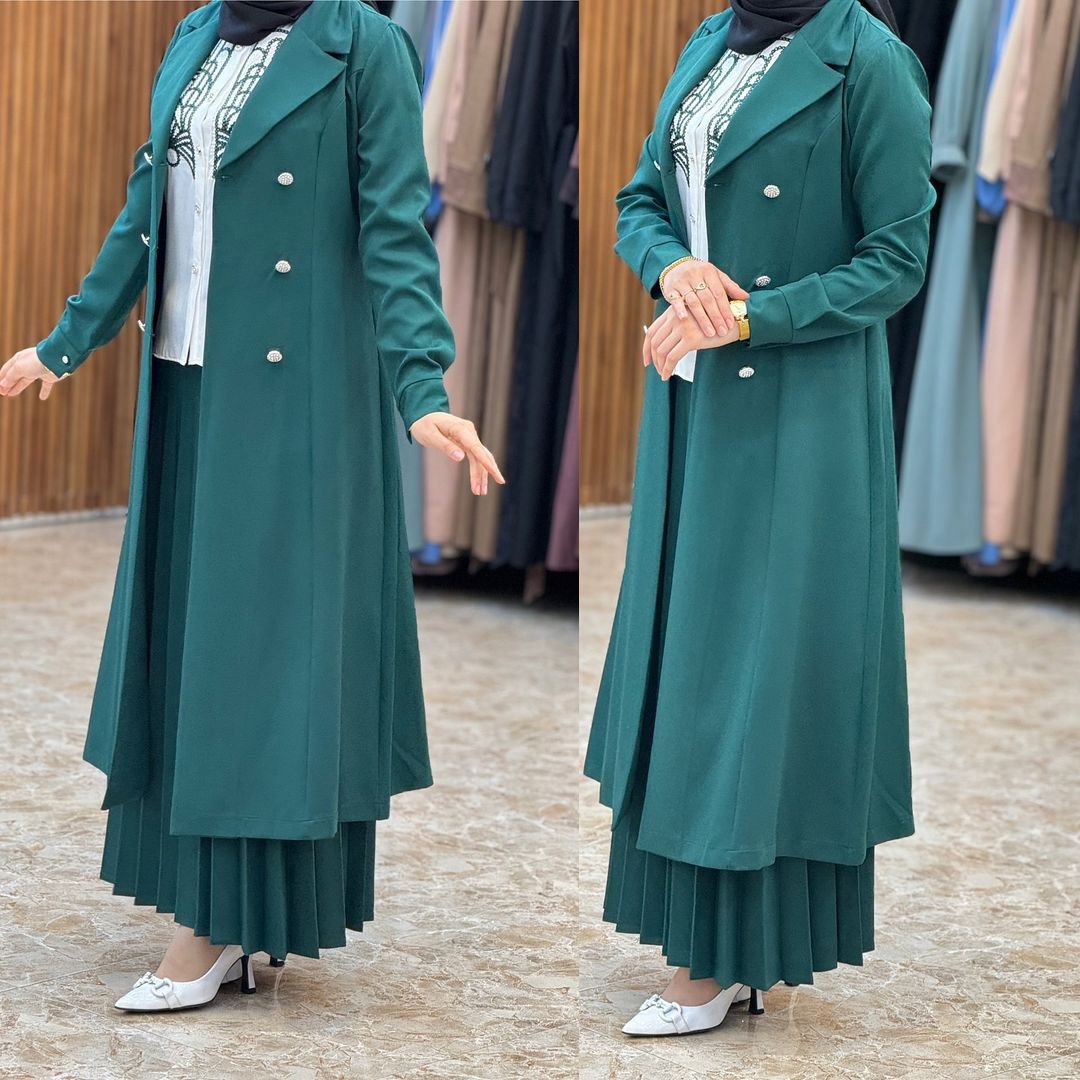 Ramia 3 Piece Set Skirt, Jacket and Shirt (Emerald)